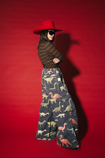 You Don't Own Me Ultra Wide Leg Cargo Pants in Dino Delirium - Dressed in Lala
