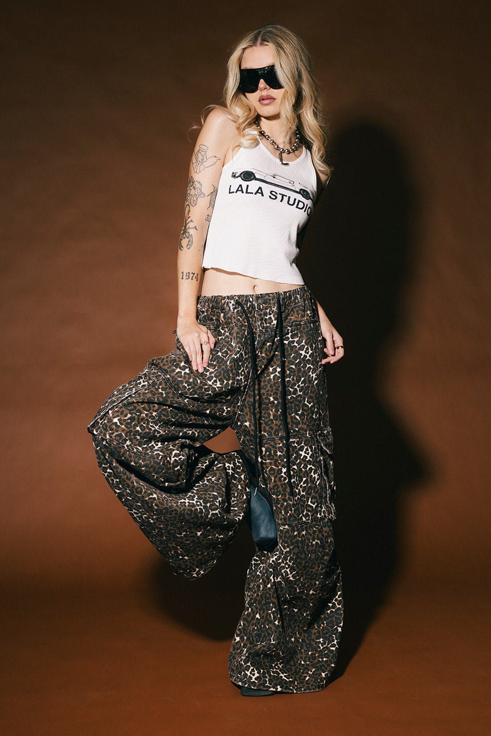 You Don't Own Me Ultra Wide Leg Cargo Pants in Leopard - Dressed in Lala