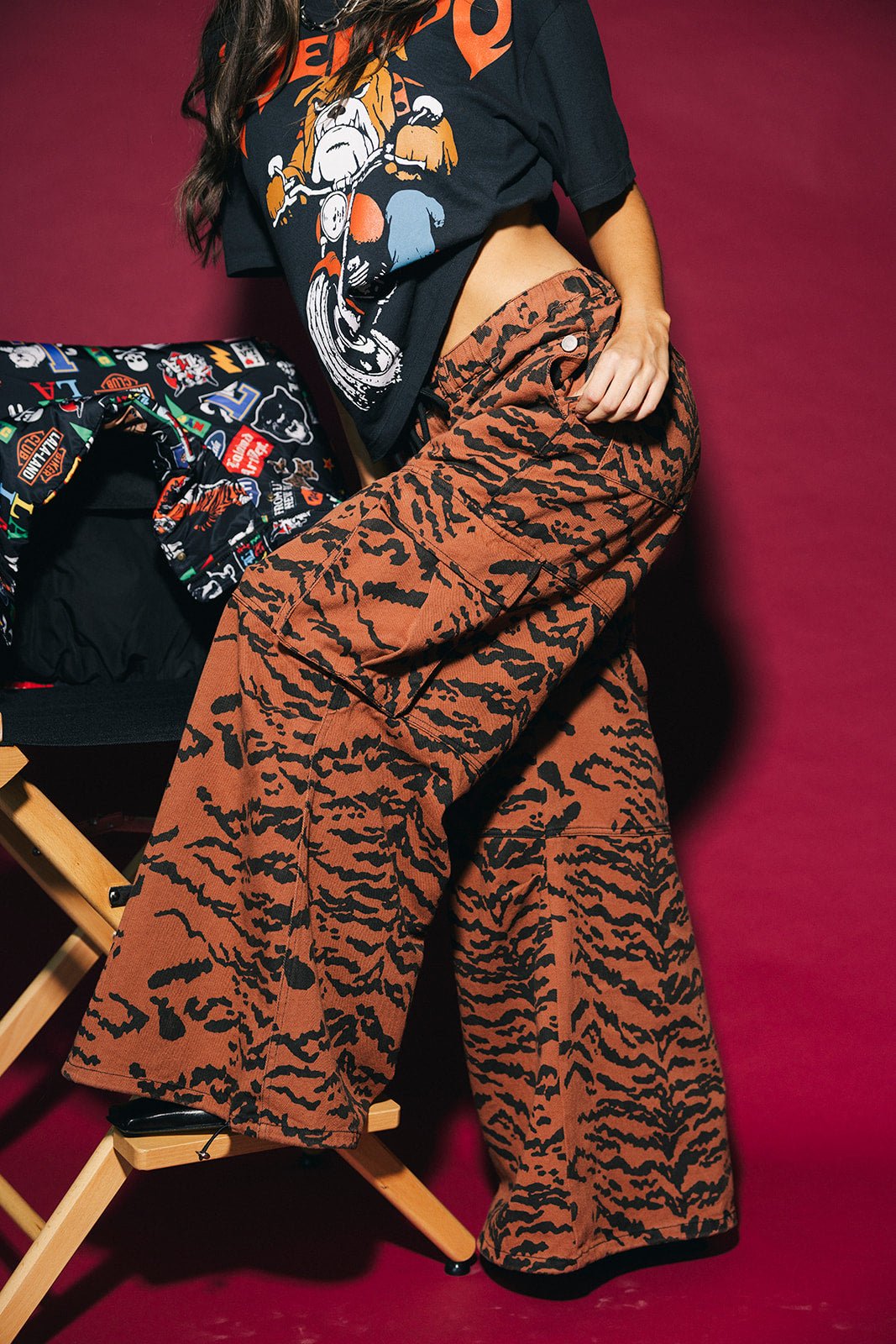 You Don't Own Me Ultra Wide Leg Cargo Pants in Tiger Stripes - Dressed in Lala