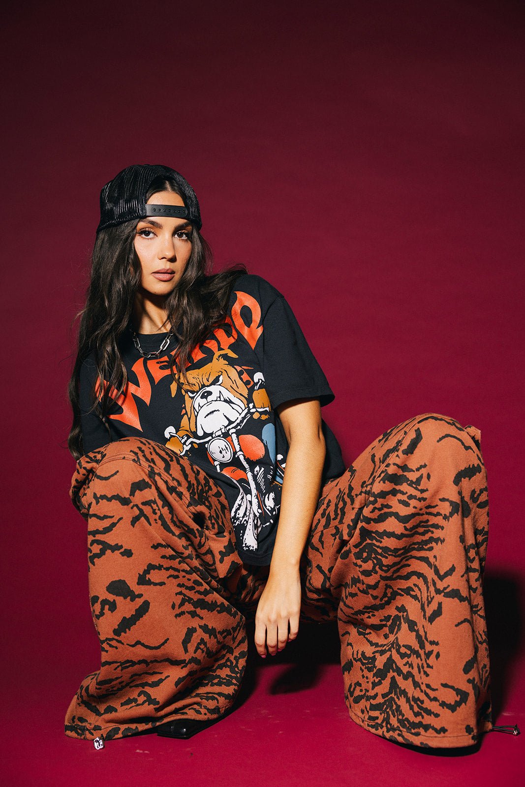 You Don't Own Me Ultra Wide Leg Cargo Pants in Tiger Stripes - Dressed in Lala