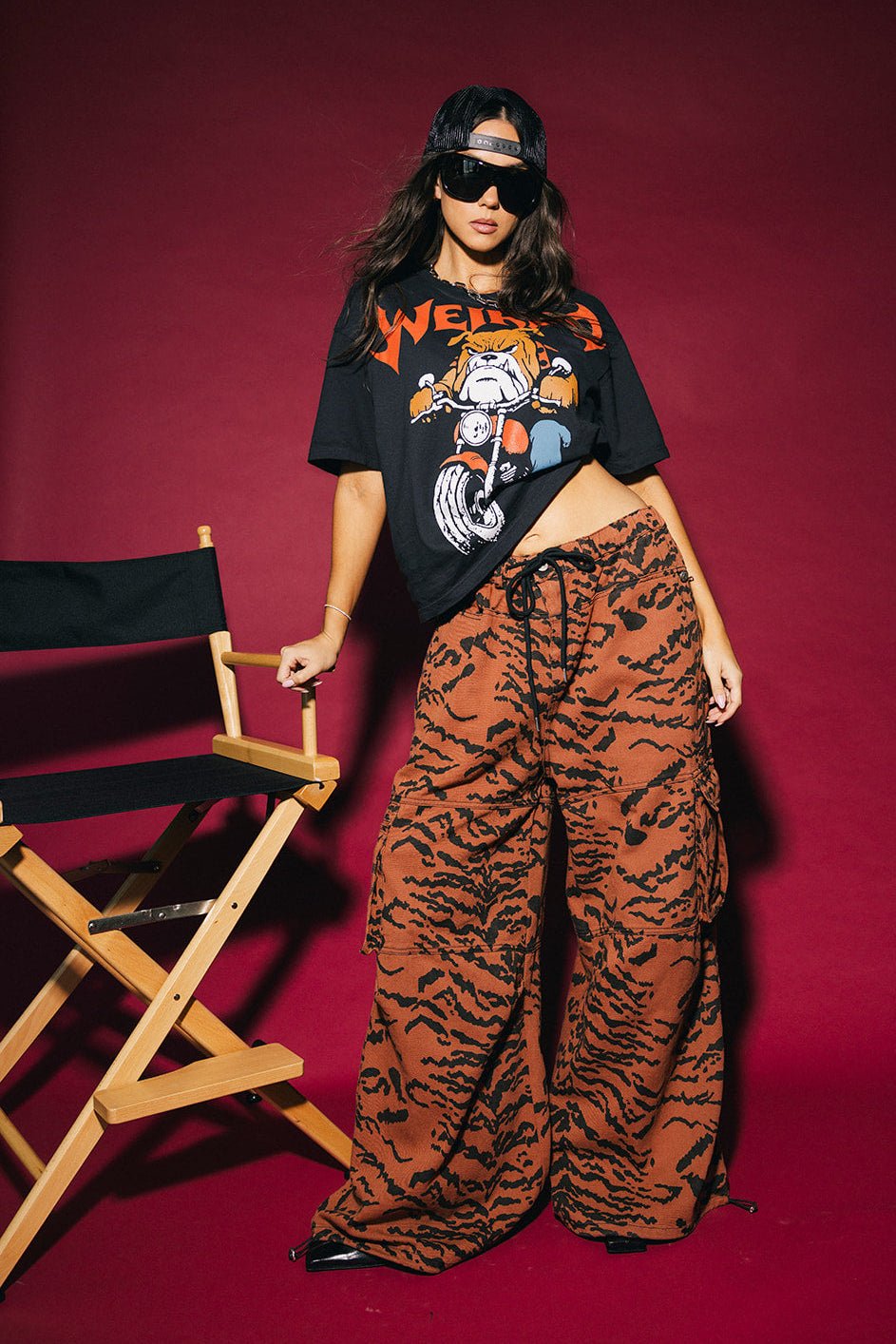 You Don't Own Me Ultra Wide Leg Cargo Pants in Tiger Stripes - Dressed in Lala