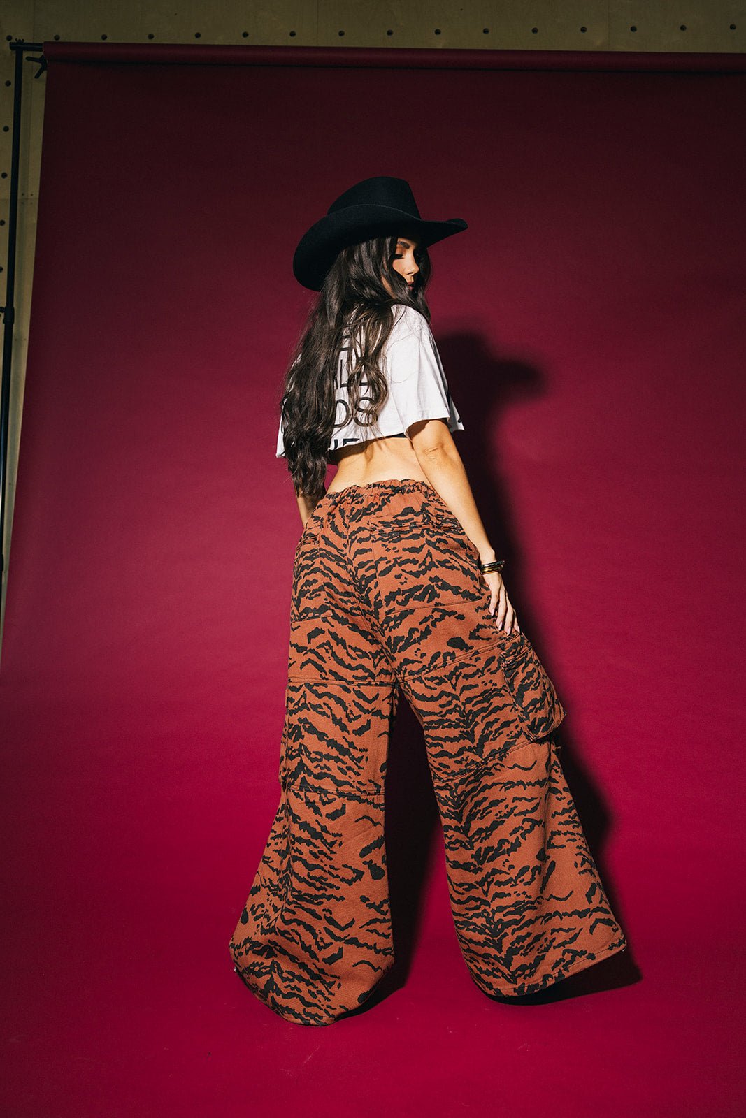 You Don't Own Me Ultra Wide Leg Cargo Pants in Tiger Stripes - Dressed in Lala