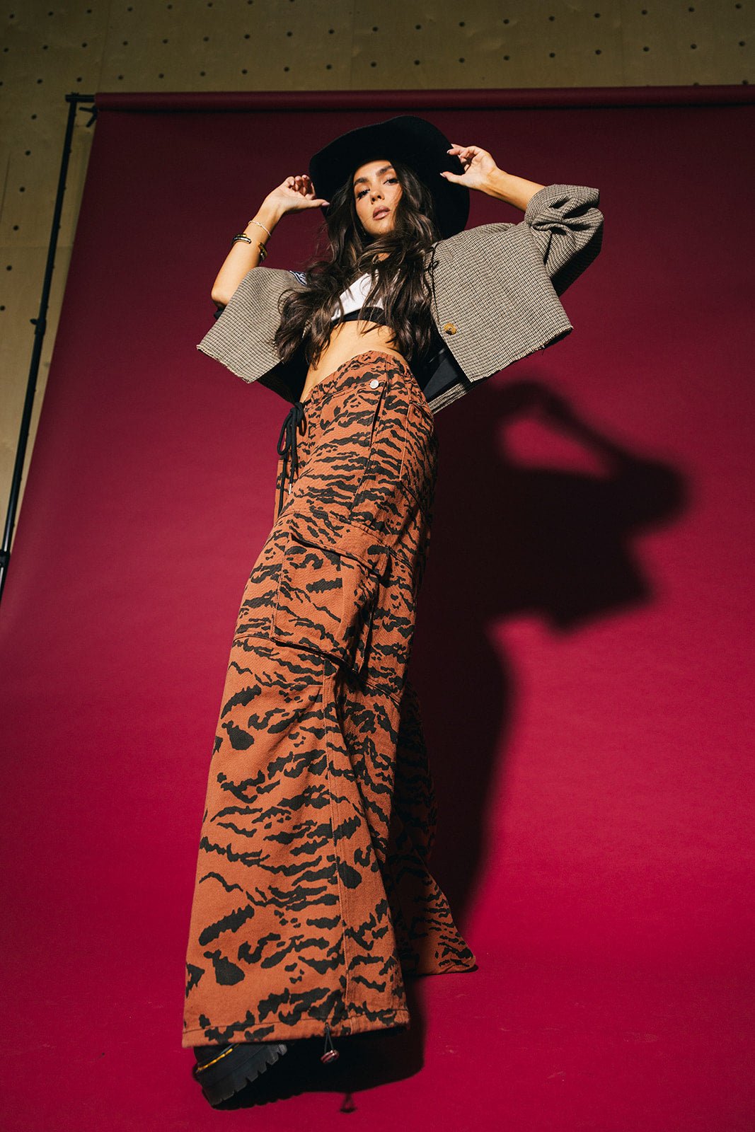 You Don't Own Me Ultra Wide Leg Cargo Pants in Tiger Stripes - Dressed in Lala