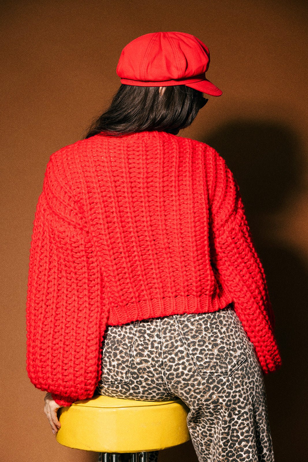 You Wish Hand Knit Chunky Cardigan in Red - Dressed in Lala