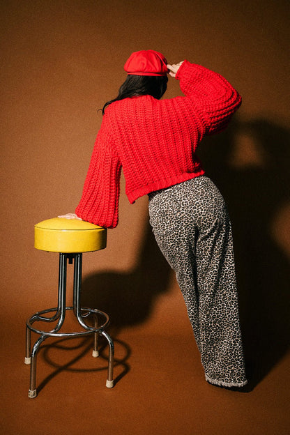 You Wish Hand Knit Chunky Cardigan in Red - Dressed in Lala