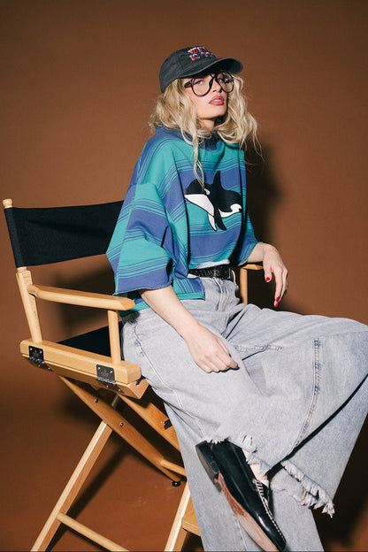 Your Dad's Vintage Sweatshirt (But Better) in Killer Whale Stripes - Dressed in Lala