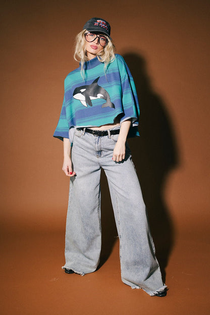 Your Dad's Vintage Sweatshirt (But Better) in Killer Whale Stripes - Dressed in Lala