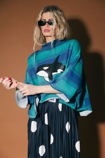 Your Dad's Vintage Sweatshirt (But Better) in Killer Whale Stripes - Dressed in Lala