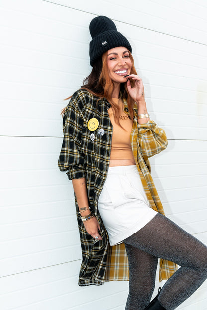 Zuri Oversized Grunge Flannel in Half + Half Bumble Bee - Dressed in Lala