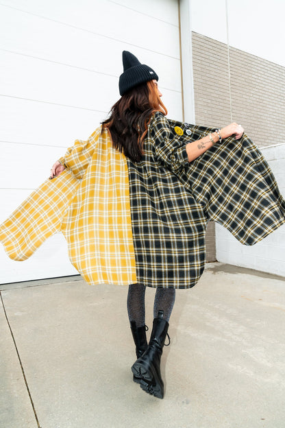 Zuri Oversized Grunge Flannel in Half + Half Bumble Bee - Dressed in Lala