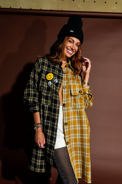 Zuri Oversized Grunge Flannel in Half + Half Bumble Bee - Dressed in Lala