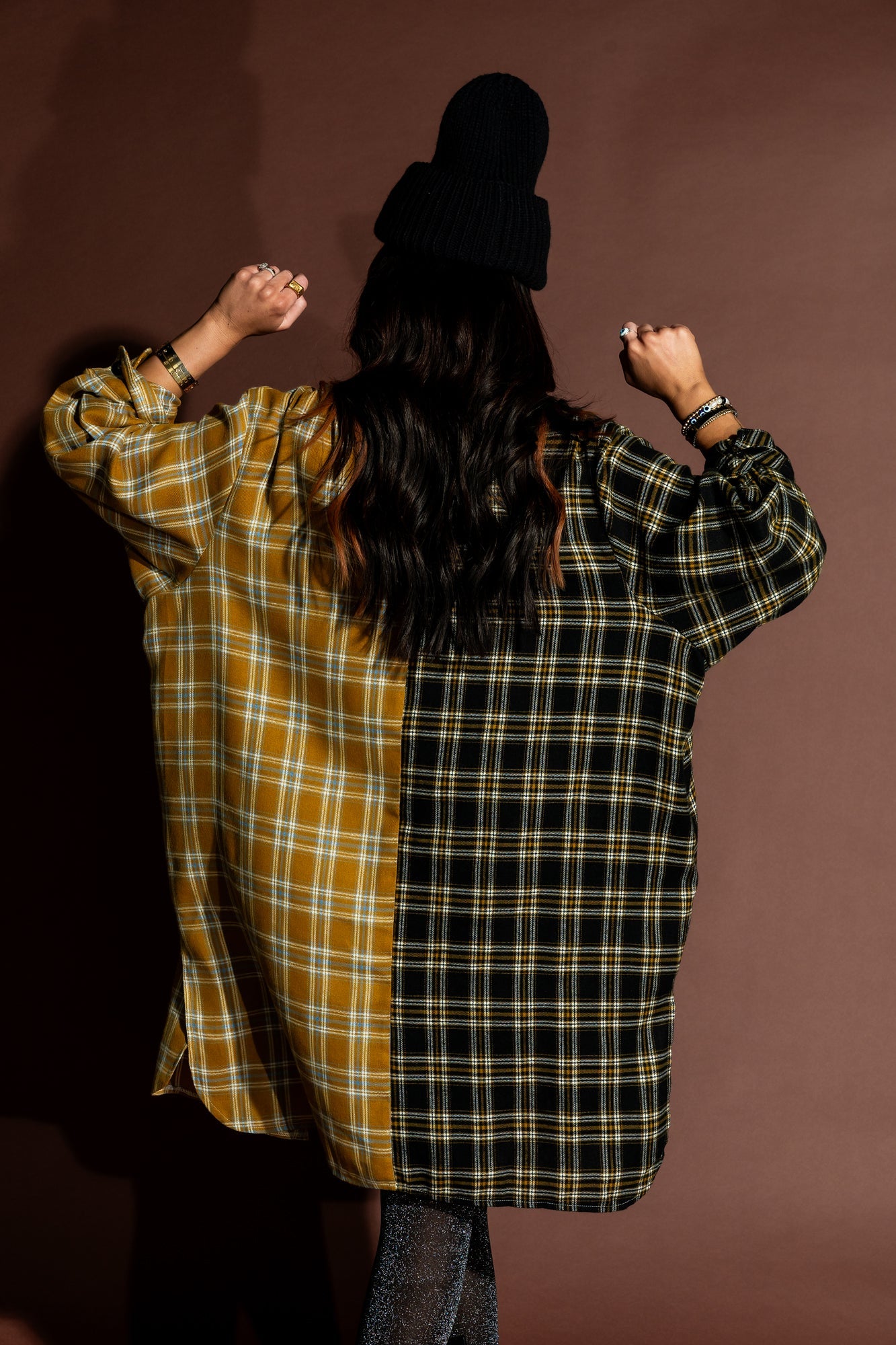 Zuri Oversized Grunge Flannel in Half + Half Bumble Bee - Dressed in Lala