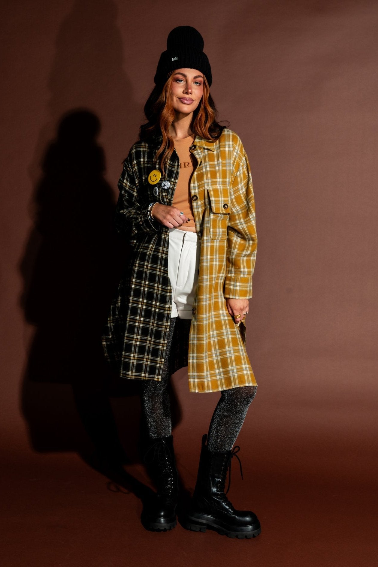 Zuri Oversized Grunge Flannel in Half + Half Bumble Bee - Dressed in Lala