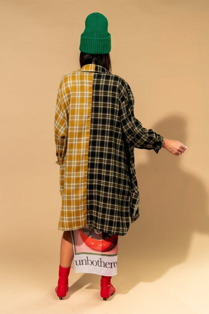 Zuri Oversized Grunge Flannel in Half + Half Bumble Bee - Dressed in Lala