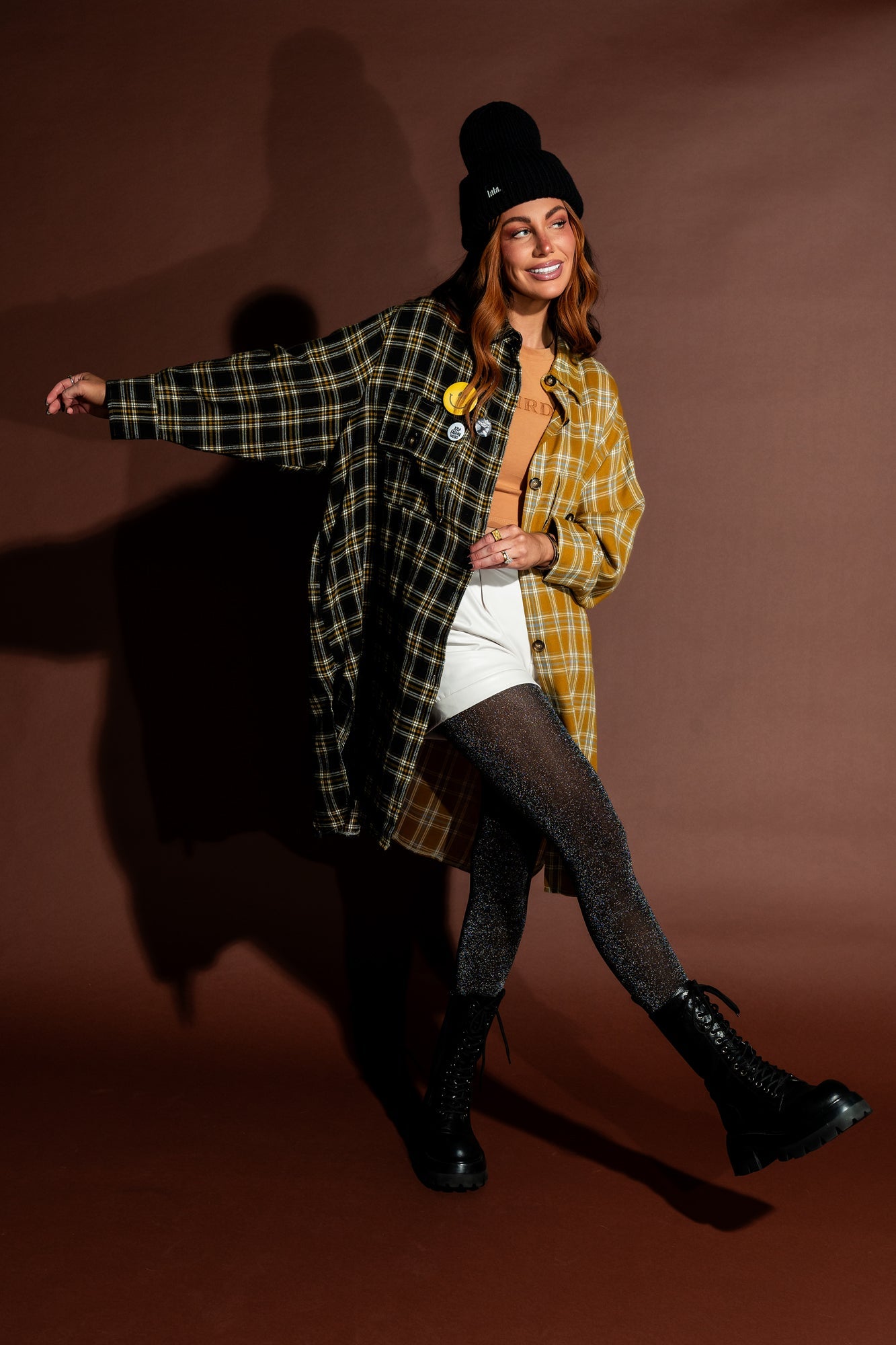 Zuri Oversized Grunge Flannel in Half + Half Bumble Bee - Dressed in Lala