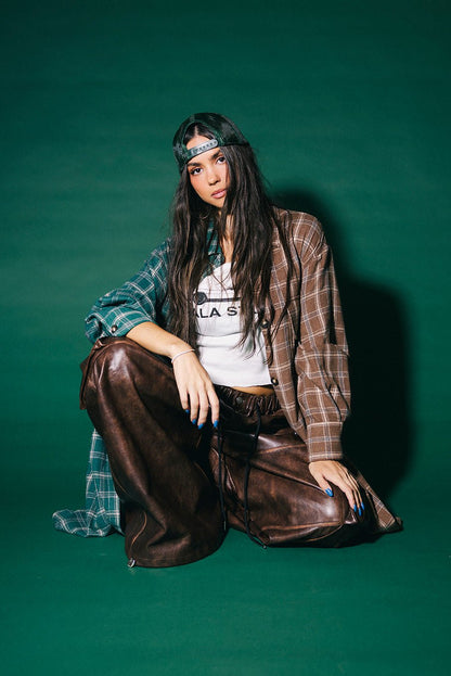 Zuri Oversized Grunge Half + Half Flannel in Cabin Fever - Dressed in Lala