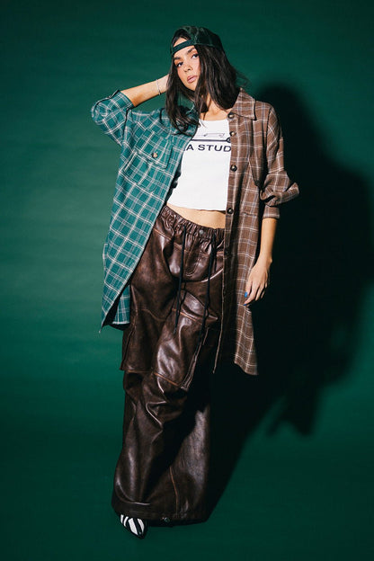 Zuri Oversized Grunge Half + Half Flannel in Cabin Fever - Dressed in Lala
