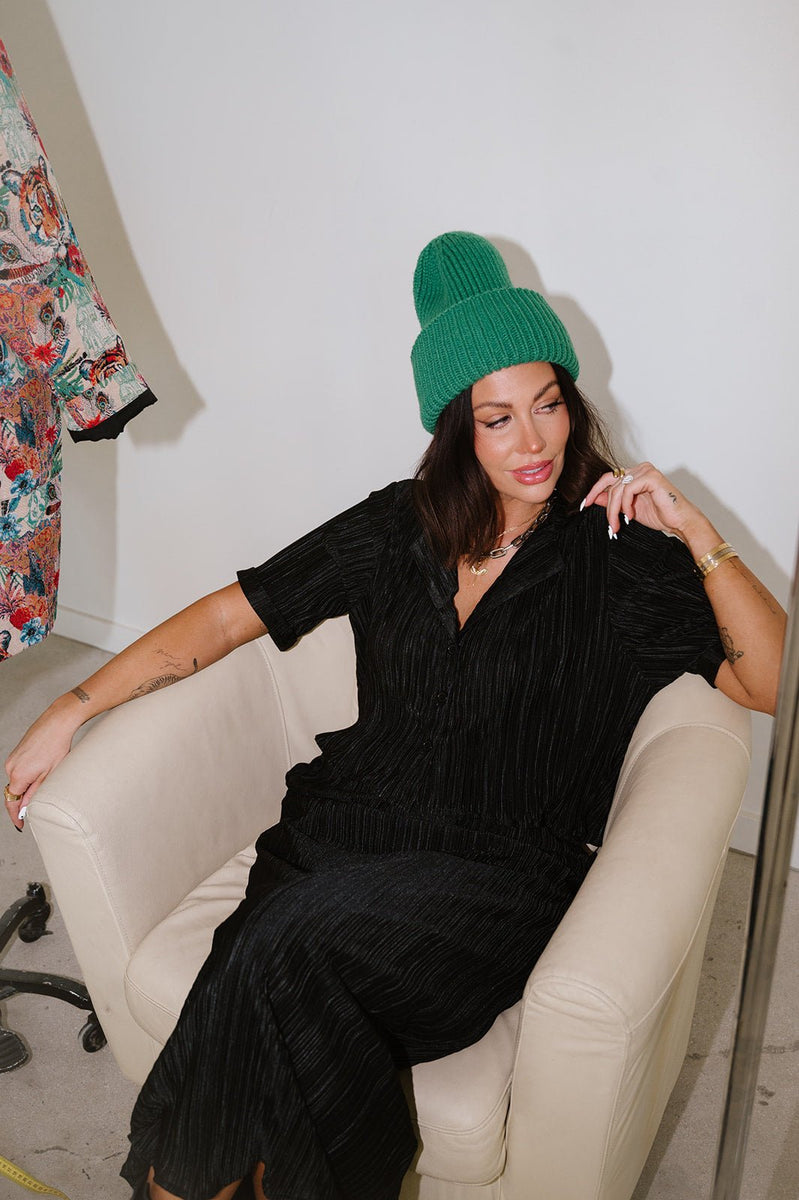 Ćest la Vie Plissé Skirt Set in Black Dressed in Lala