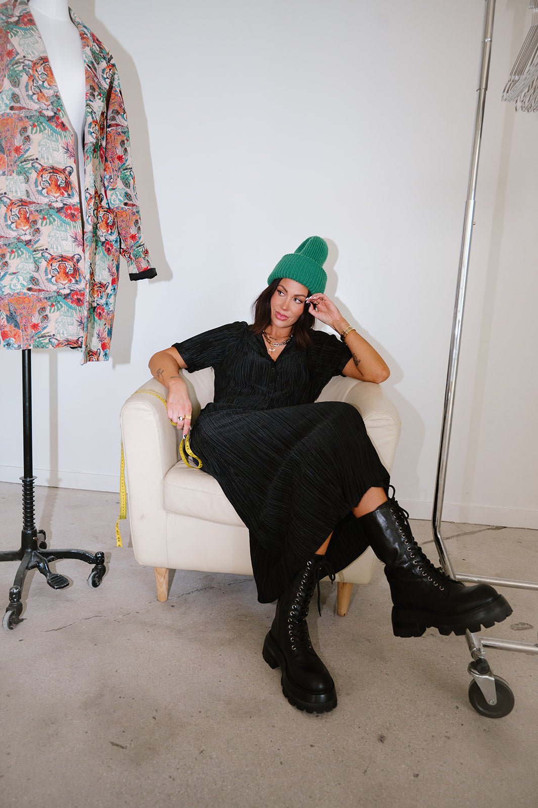 Ćest la Vie Plissé Skirt Set in Black Dressed in Lala