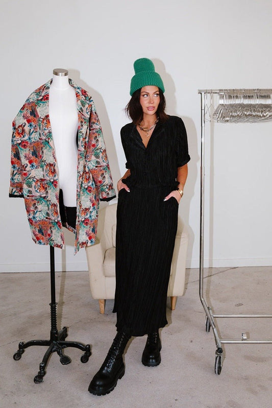 Ćest la Vie Plissé Skirt Set in Black