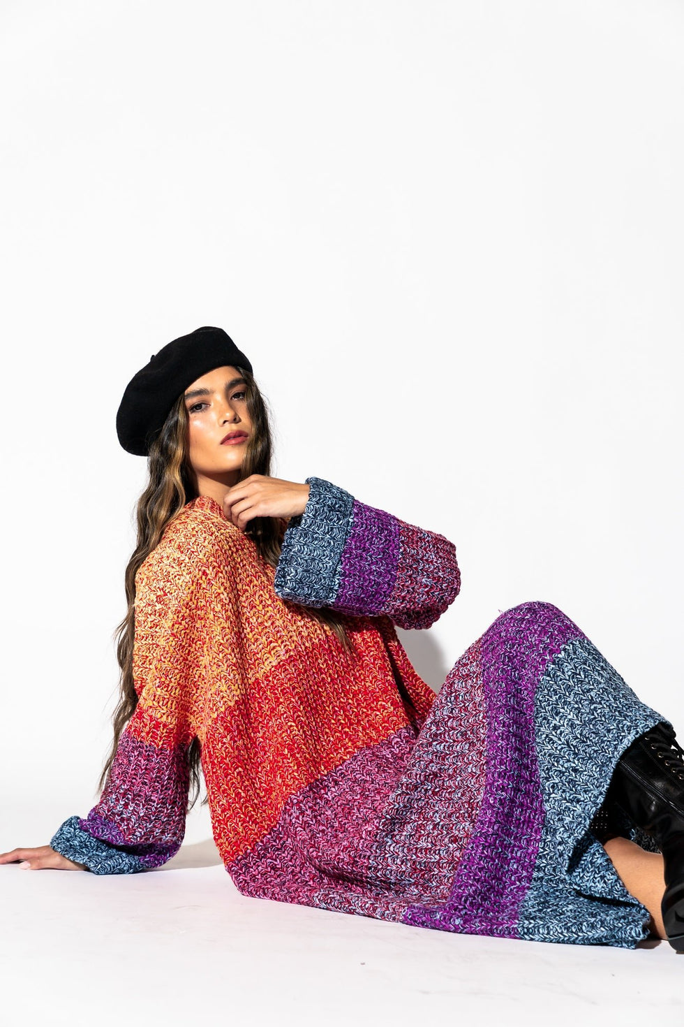 LALA ORIGINAL Feels Like Home Oversized Sweater Dress in Sunset