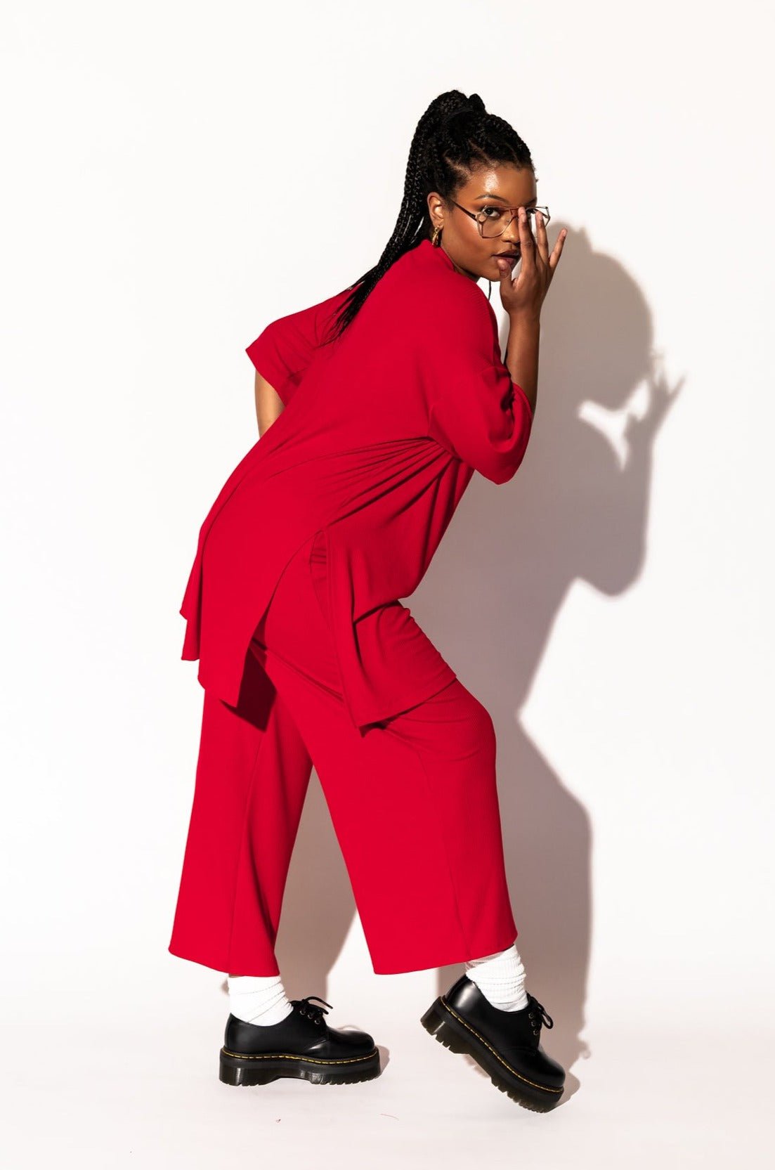 Lex Ribbed Playsuit in Cherry Red Dressed in Lala