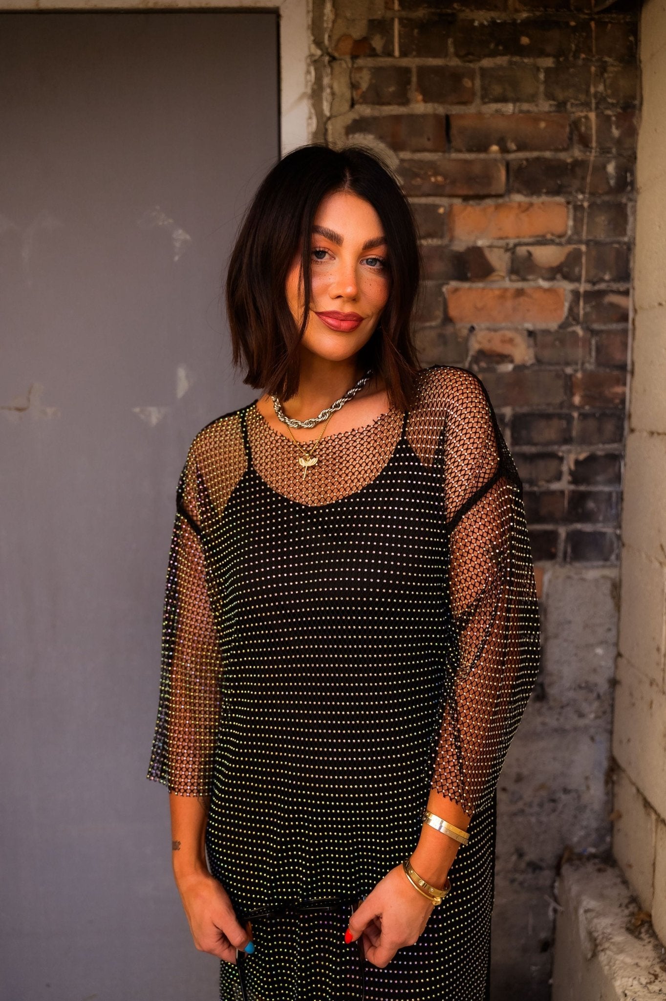 Mirrorball Mesh Dress + Slip