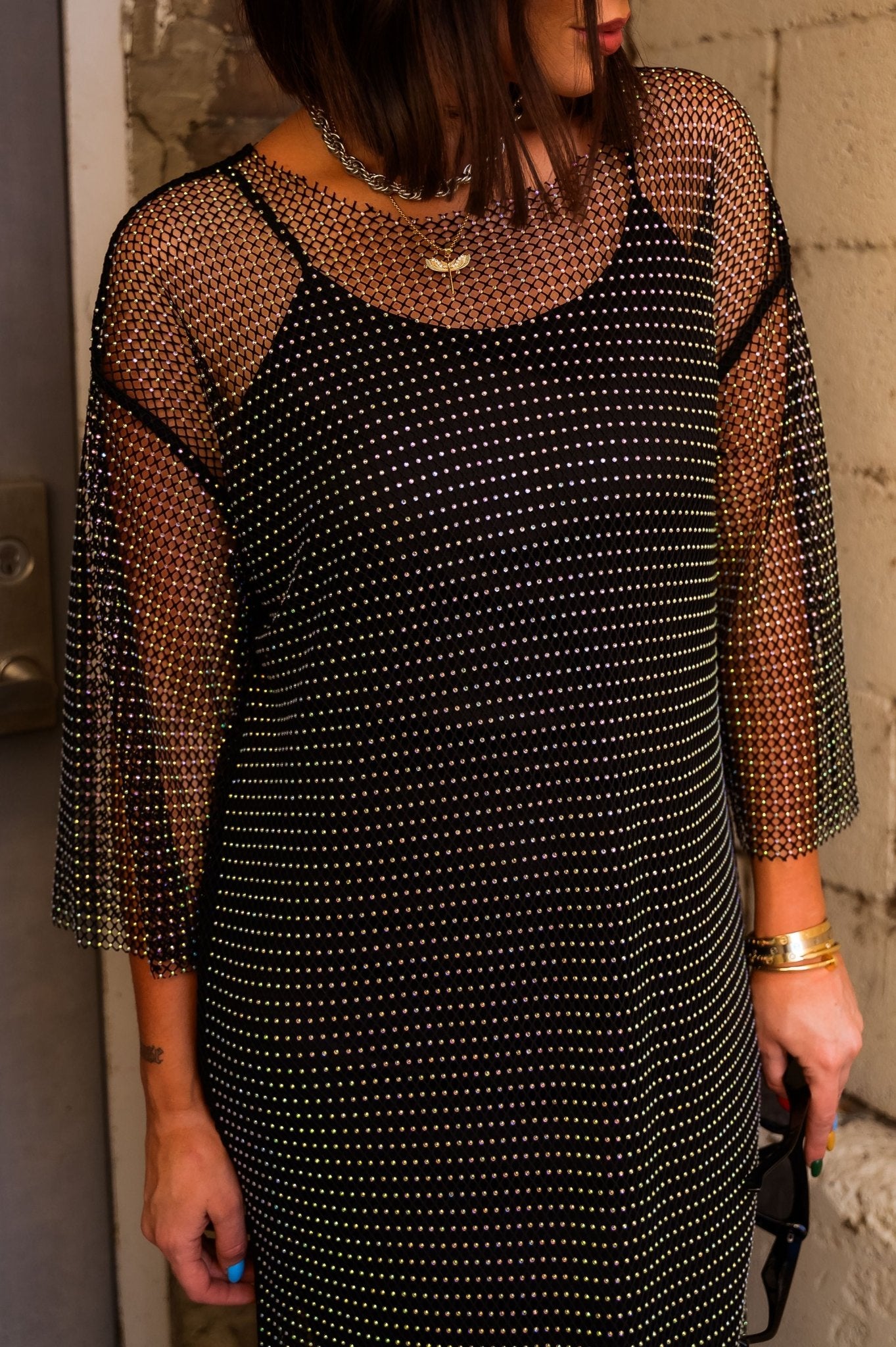 Mirrorball Mesh Dress + Slip