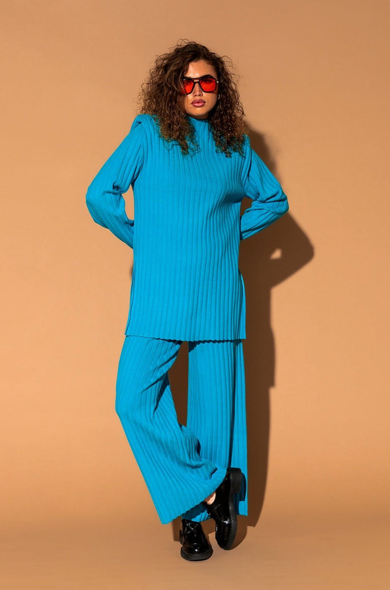 New Era Luxe Knit Set in Electric Blue Dressed in Lala