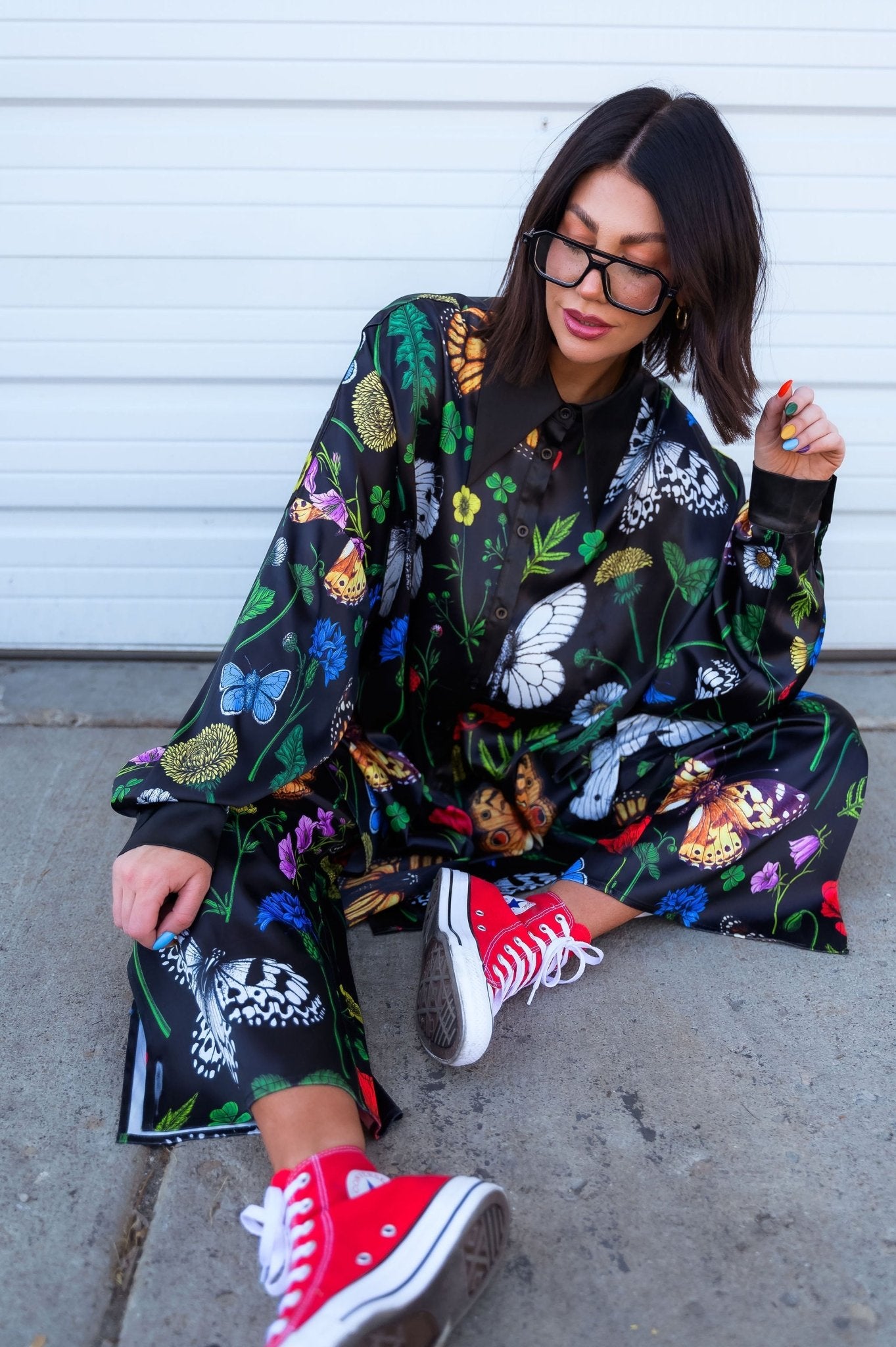 Posh Satin Playsuit in Folklore Florals Dressed in Lala