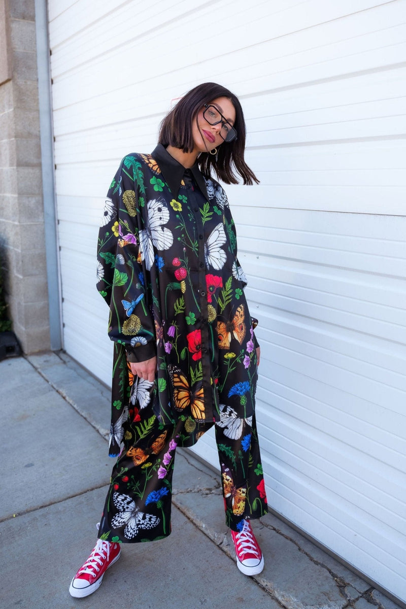 Posh Satin Playsuit in Folklore Florals Dressed in Lala