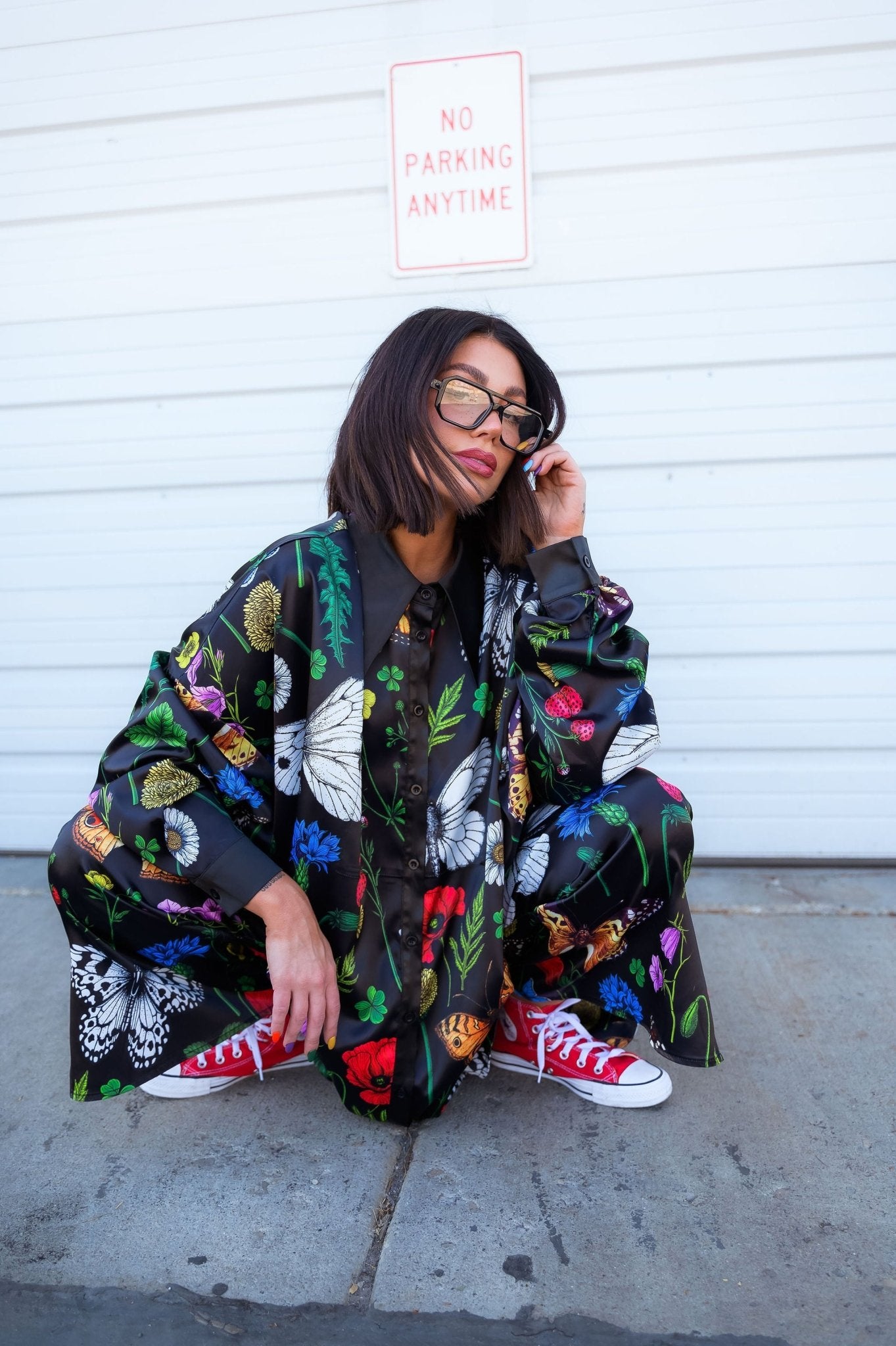 Posh Satin Playsuit in Folklore Florals Dressed in Lala