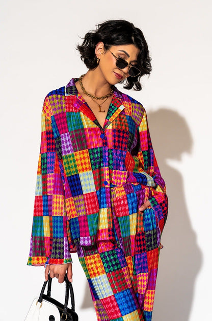 Long Sleeve Plissé Set in Fun House