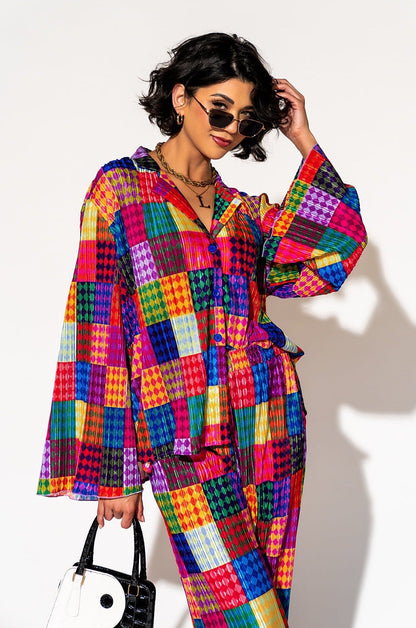 Long Sleeve Plissé Set in Fun House