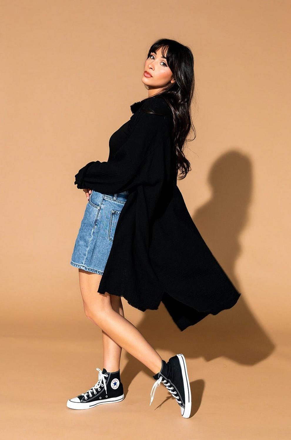 Lala Made Me Do It Oversized Button Up in Black – Dressed in Lala