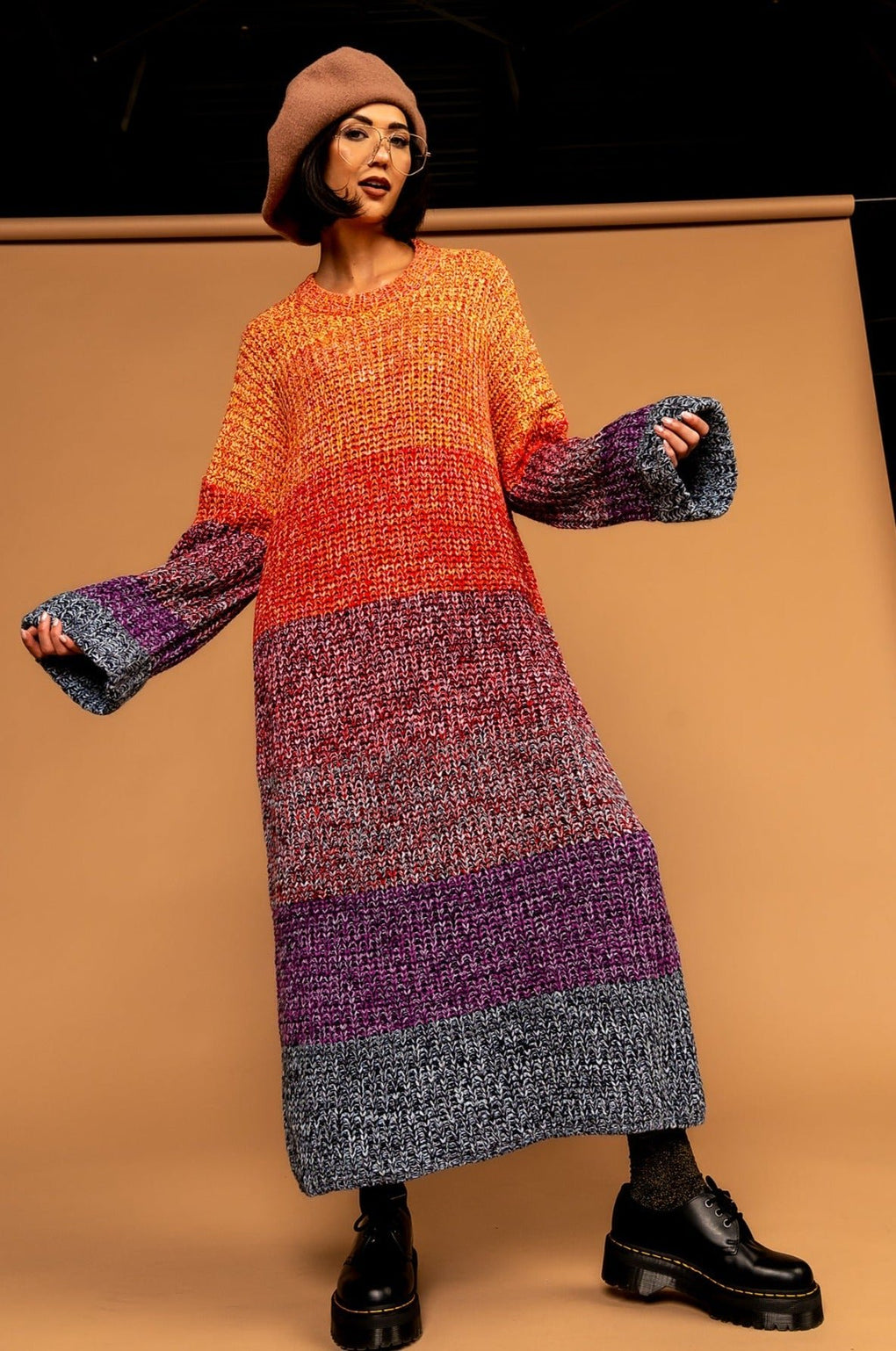 LALA ORIGINAL: Feels Like Home Oversized Sweater Dress in Sunset