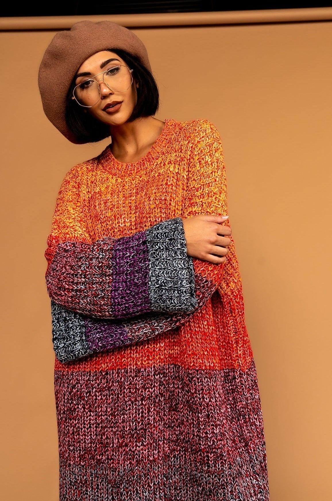 LALA ORIGINAL Feels Like Home Oversized Sweater Dress in Sunset