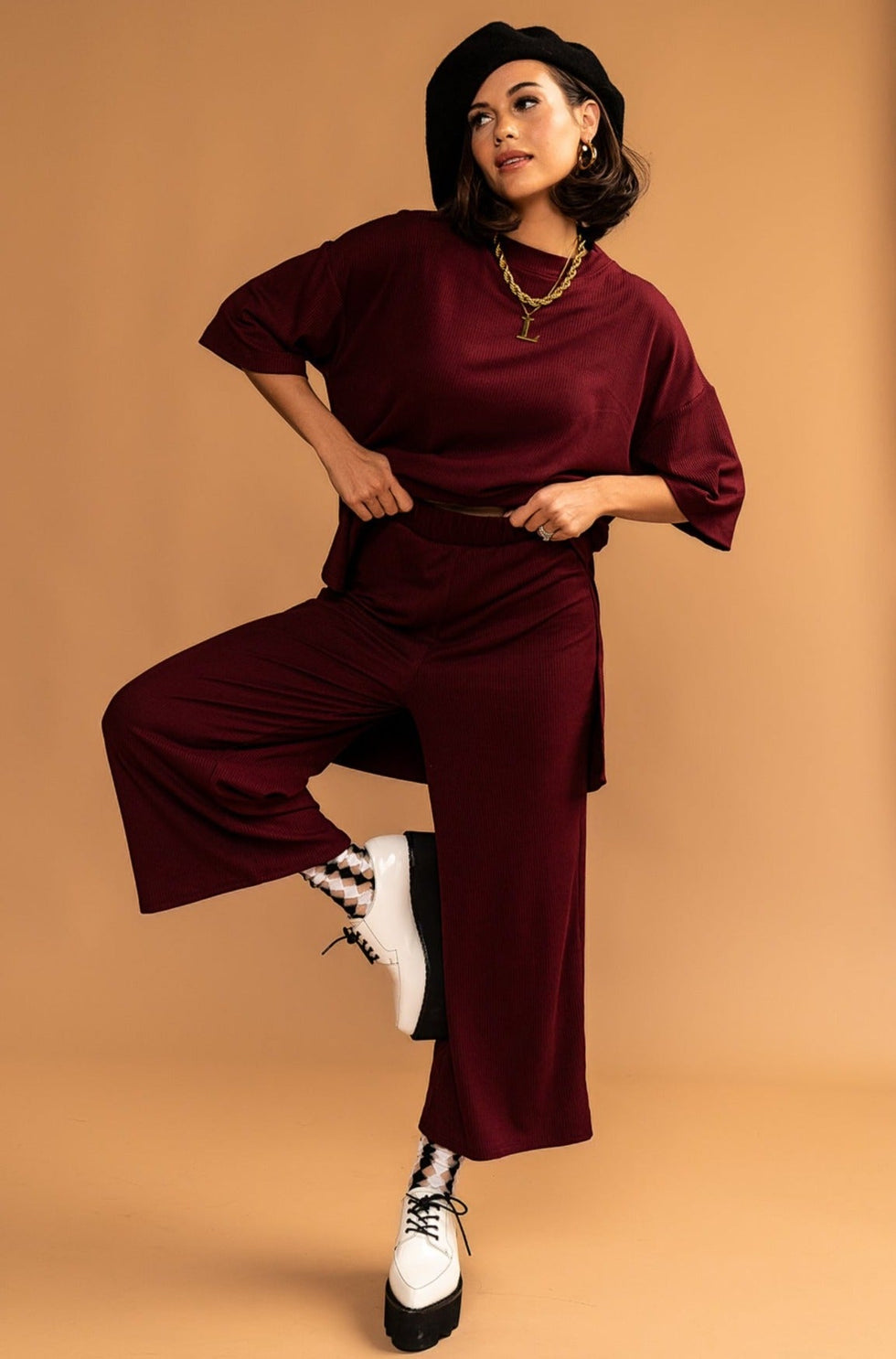 Lex Ribbed Playsuit in Wine *RESTOCKED* Dressed in Lala