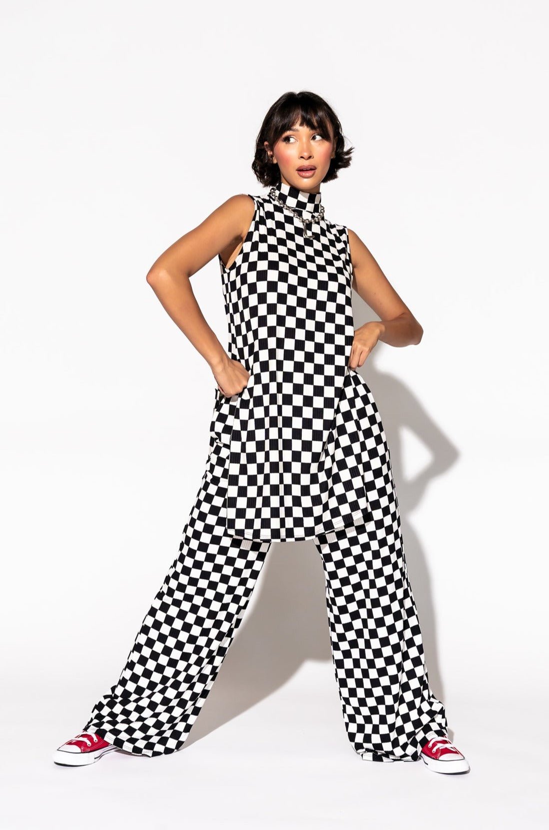 Peggy August Playsuit - Black & White Check main image 0
