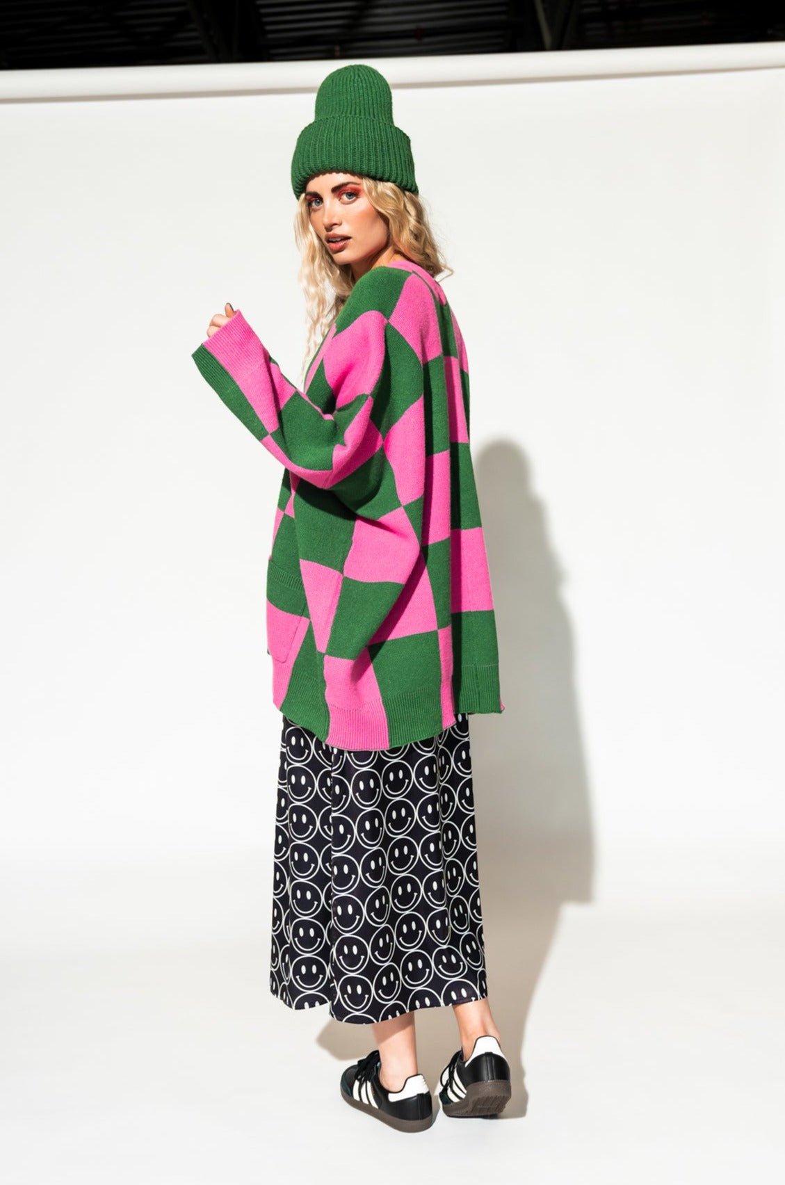 Love You Oversized Checkerboard Cardigan in Watermelon – Dressed in Lala