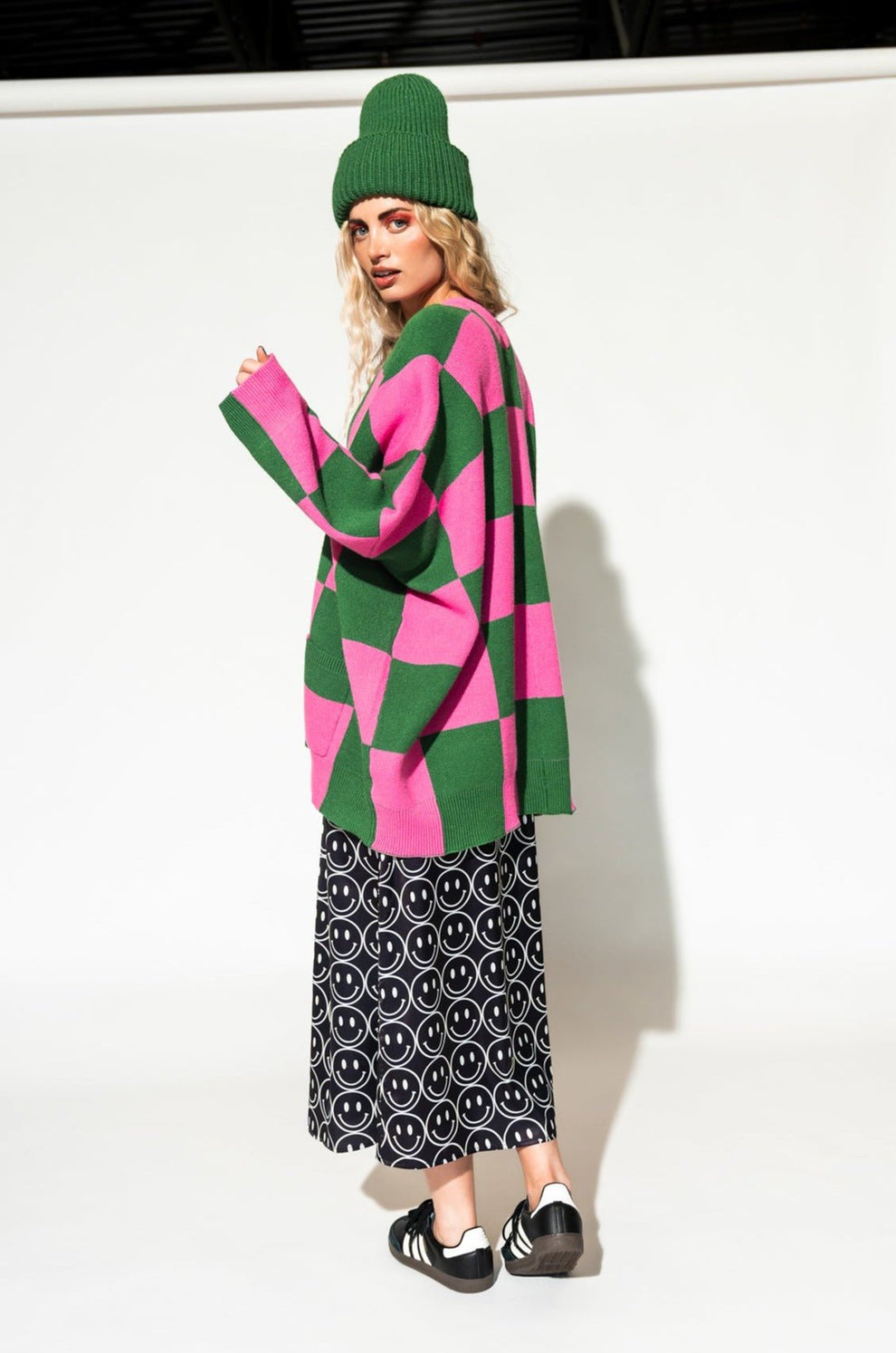 Love You Oversized Checkerboard Cardigan in Watermelon – Dressed in Lala