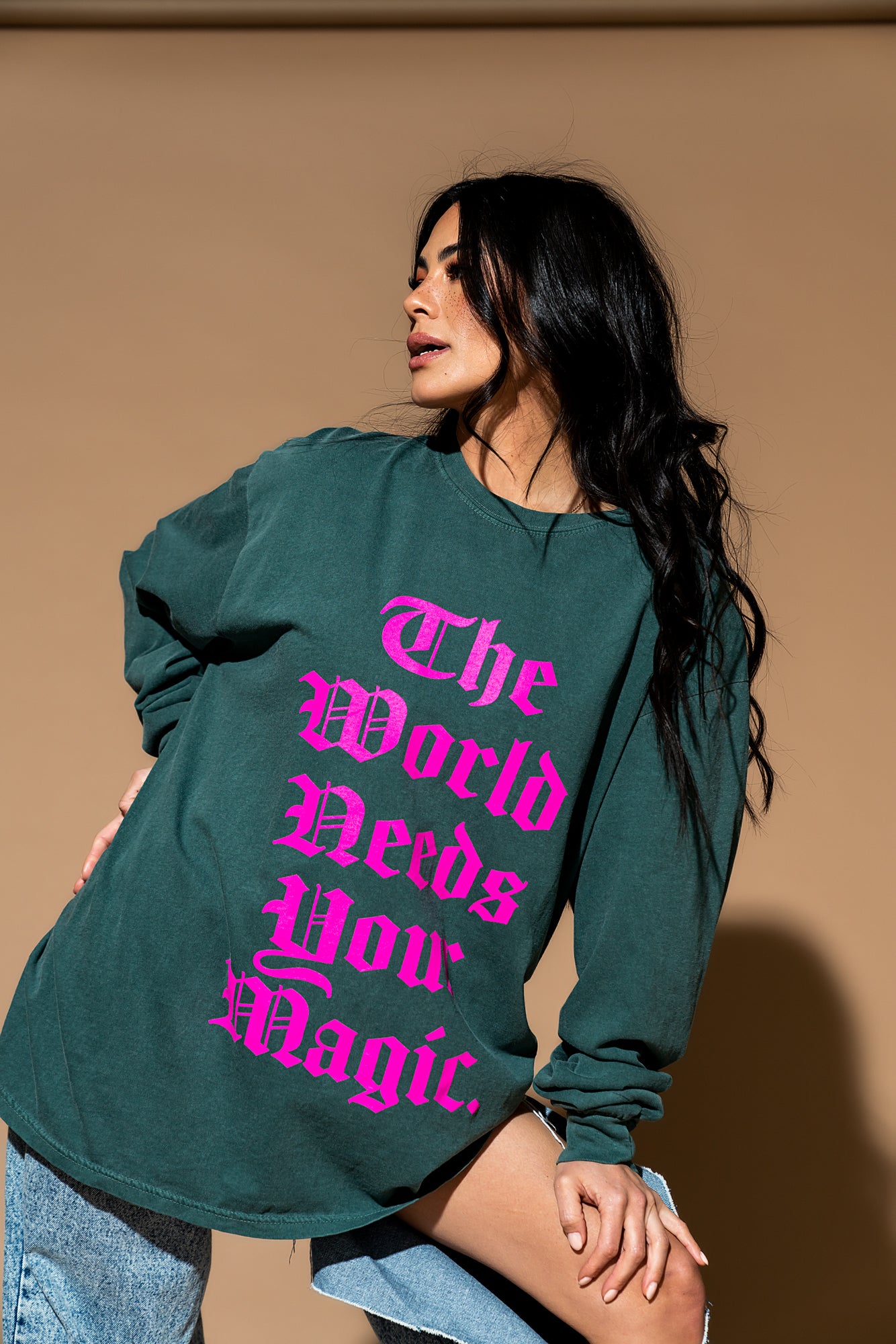 The World Needs Your Magic Mantra Oversized Long Sleeve Tee *RESTOCKED*