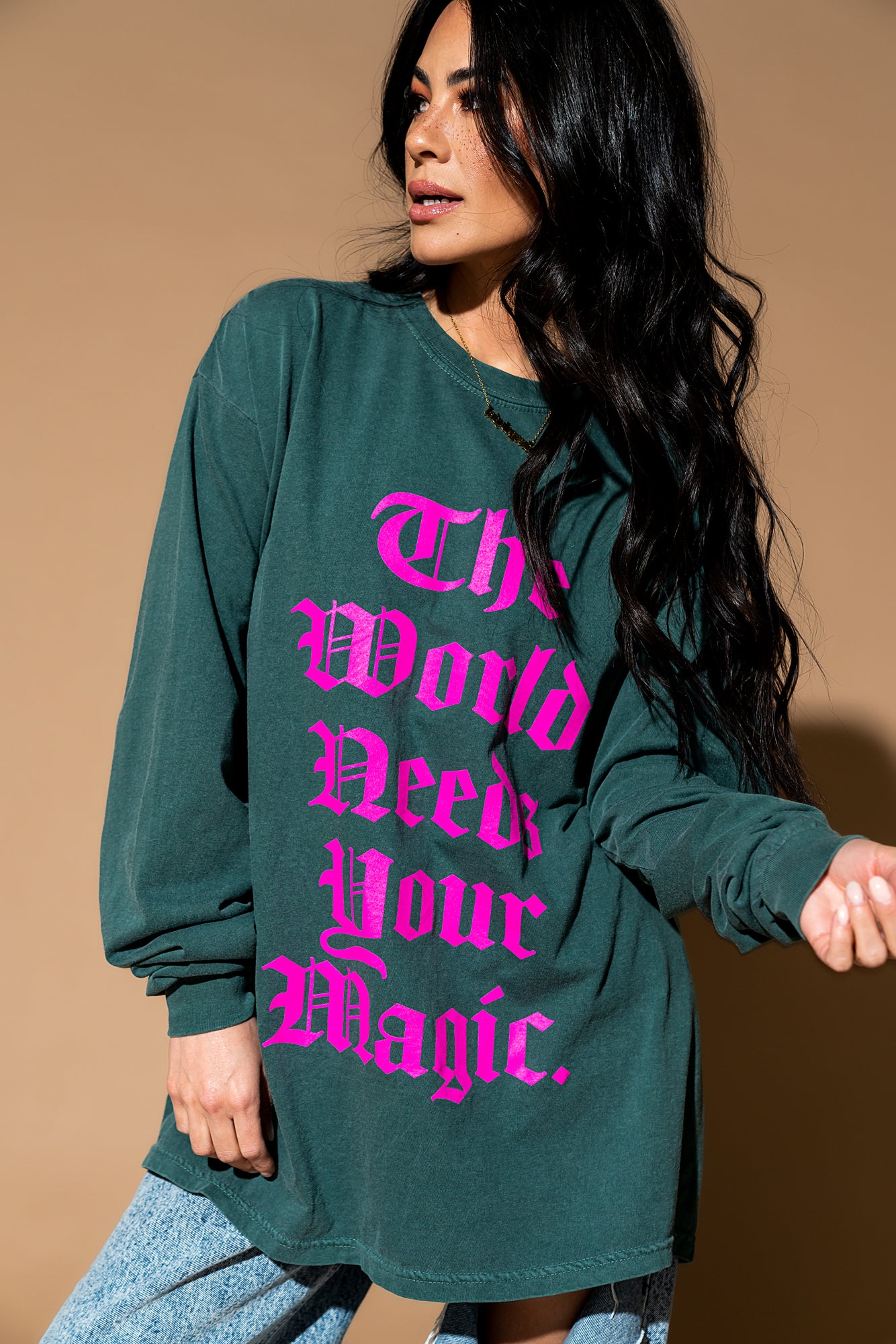 The World Needs Your Magic Mantra Oversized Long Sleeve Tee *RESTOCKED*