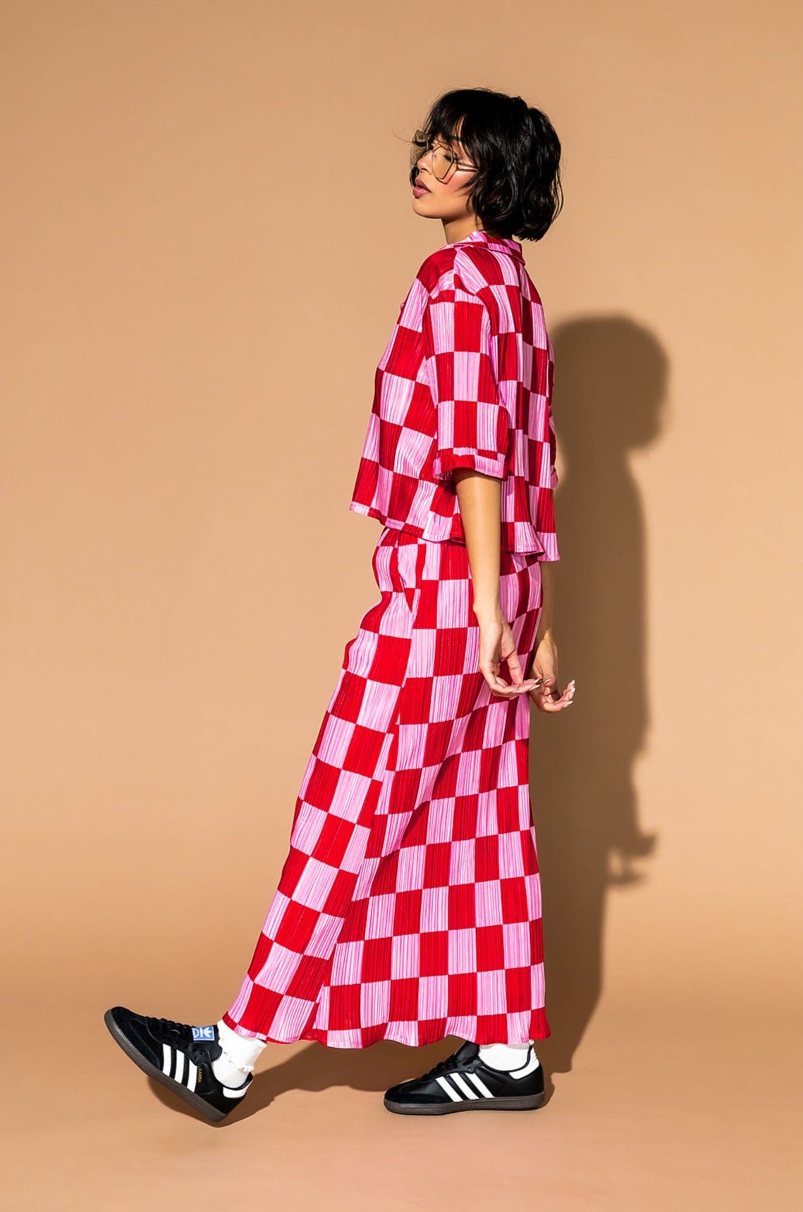 Ćest la Vie Plissé Skirt Set in Red + Pink