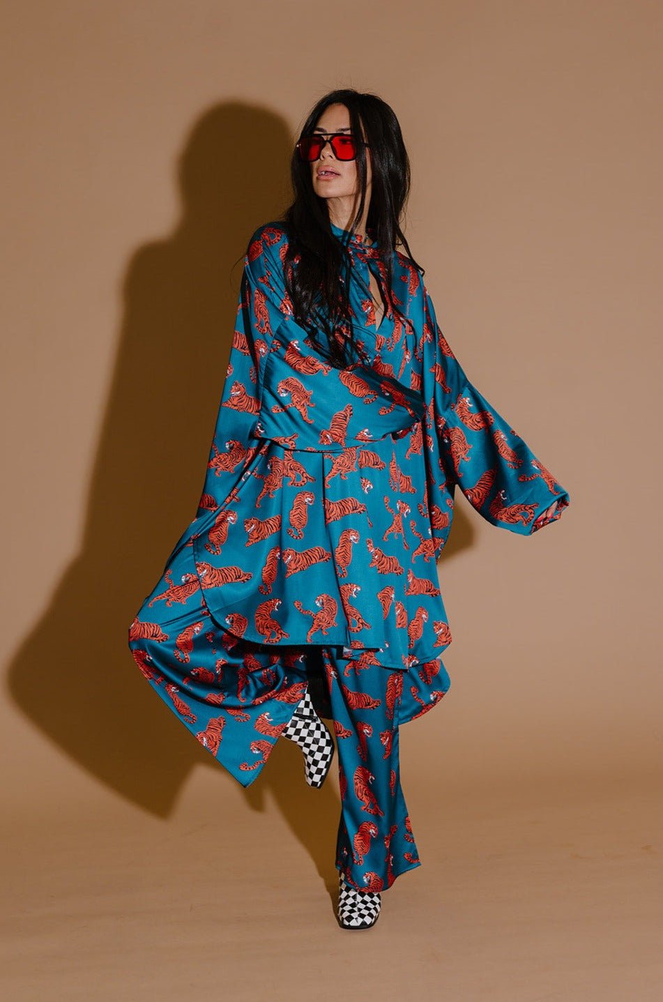 Lala Satin Playsuit in Wild Woman Dressed in Lala