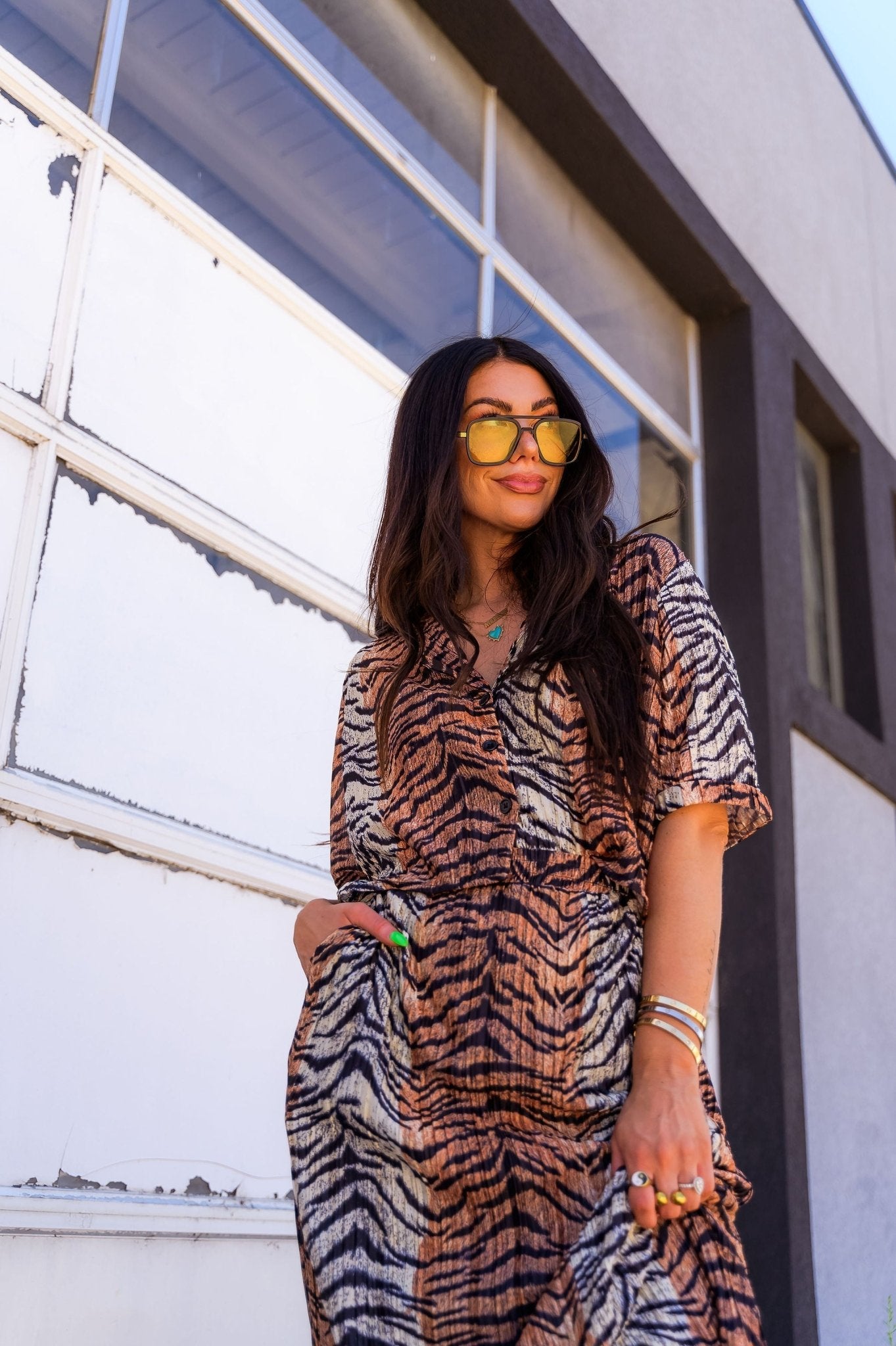 Ćest la Vie Plissé Skirt Set in Go Get 'Em Tiger