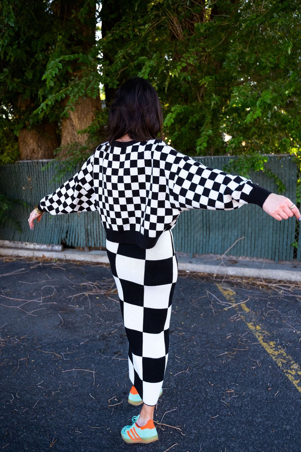 Retrograde Boxy Mod Knit in Checkerboard Dressed in Lala
