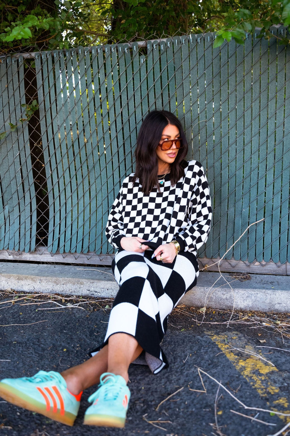 Retrograde Boxy Mod Knit in Checkerboard Dressed in Lala