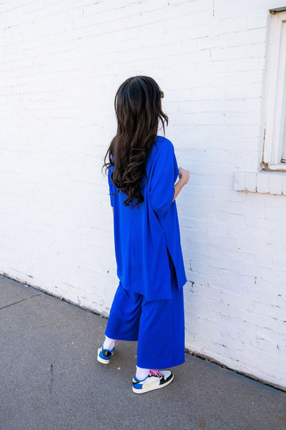 Lex Ribbed Playsuit in Royal Blue