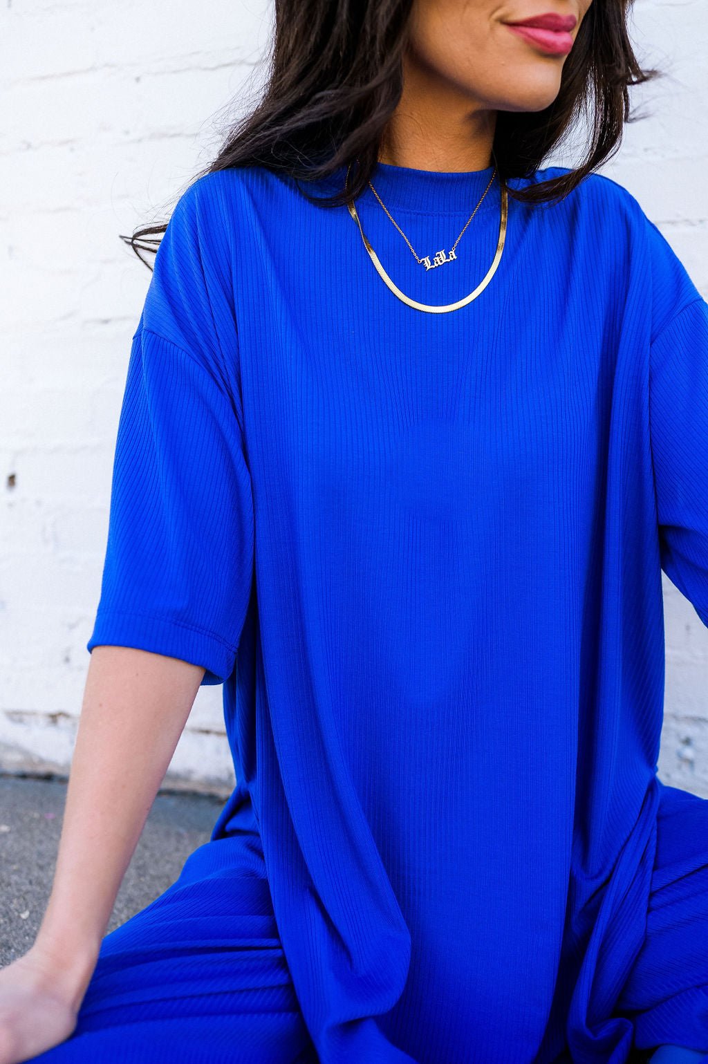 Lex Ribbed Playsuit in Royal Blue Dressed in Lala